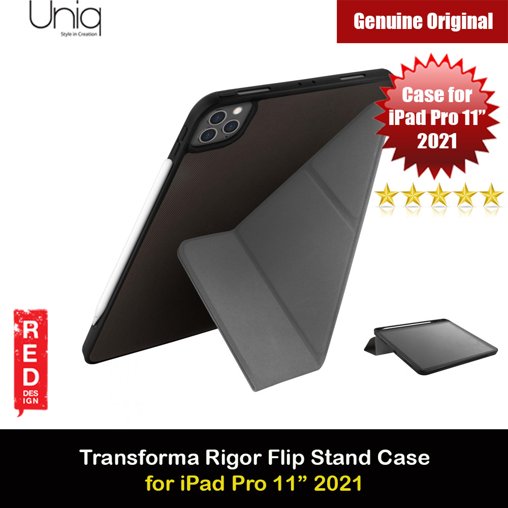 Uniq Transforma Rigor Protection Flip and Standable Case with Pen Storage for Apple iPad Pro 11 3rd Gen 2021 (Black)