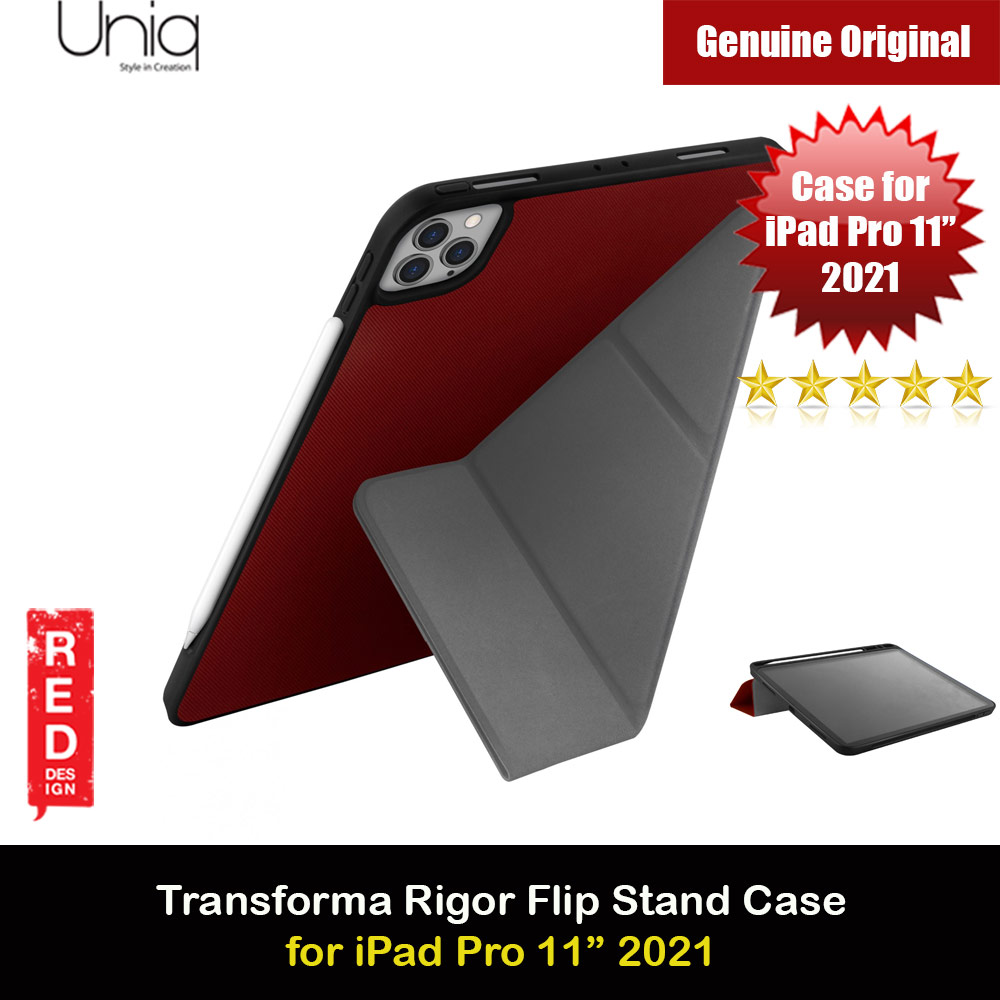 Uniq Transforma Rigor Protection Flip and Standable Case with Pen Storage for Apple iPad Pro 11 3rd Gen 2021 (Red)
