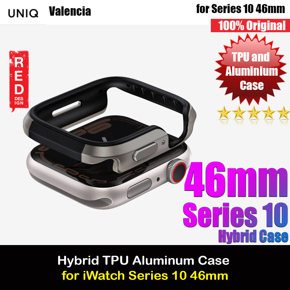 Uniq Valencia Hybrid Series Case with Reinforced Aluminum TPU Material for Apple Watch Series 10 46mm (Silver)