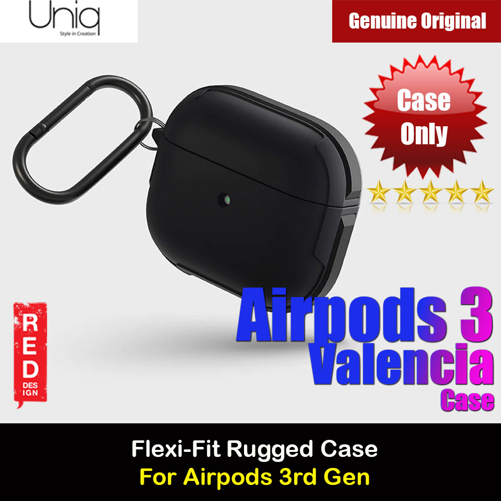 Uniq Valencia Tough Drop Protection Hard Case with aluminium bumper for Airpods 3 Airpods 3rd Gen (Black)