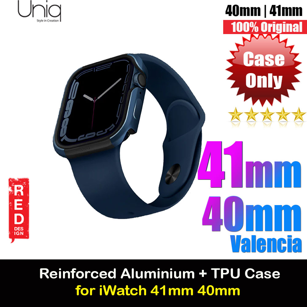 Uniq Valencia Hybrid Series Case with Reinforced Aluminum TPU Material for Apple Watch 41mm 40mm (Blue)