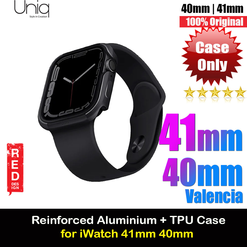 Uniq Valencia Hybrid Series Case with Reinforced Aluminum TPU Material for Apple Watch 41mm 40mm (Graphite)