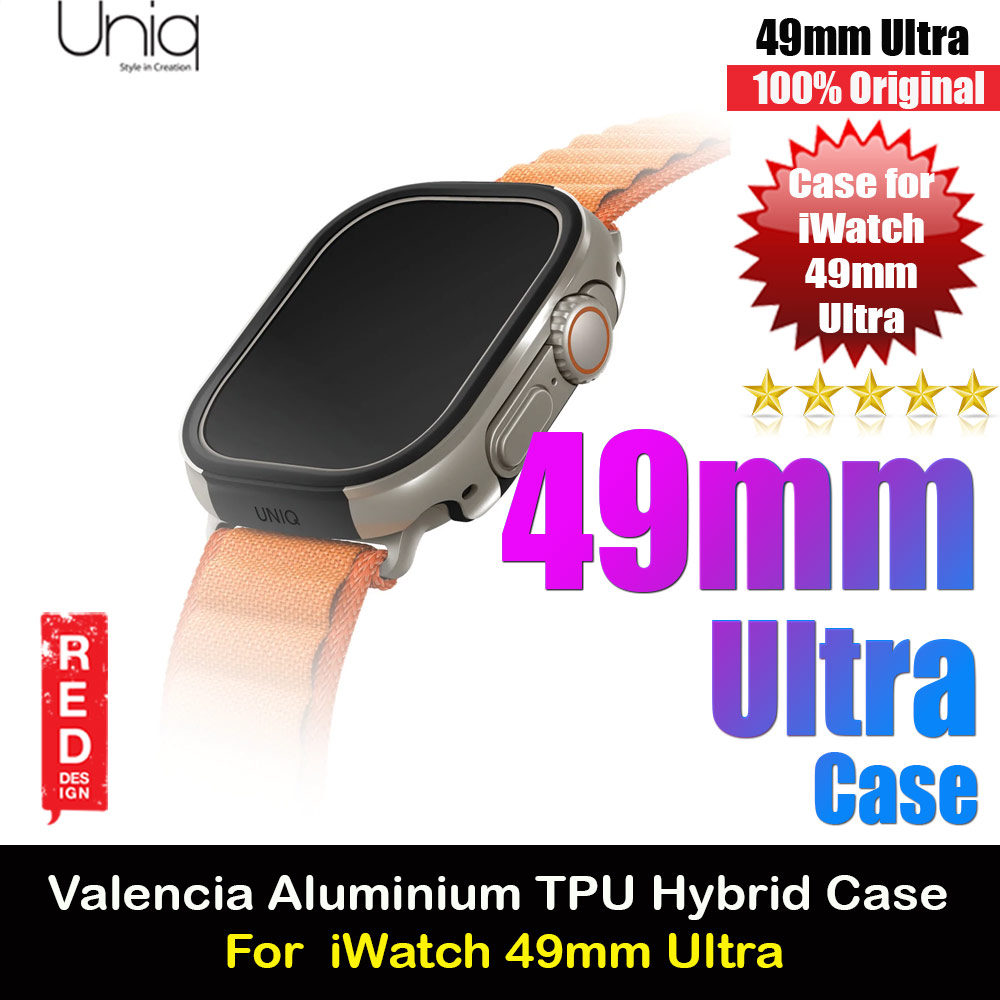 Uniq Valencia Hybrid Series Case with Reinforced Aluminum TPU Material for Apple Watch 49mm Ultra (Titanium Silver)