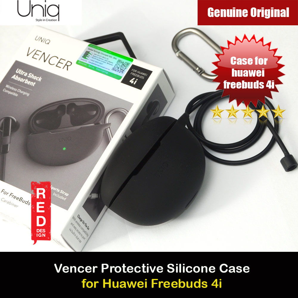 Uniq Vencer Drop Protection Liquid Silicone Soft Case with Aluminium Carabiner and Strap for Huawei Freebus 4i (Black)