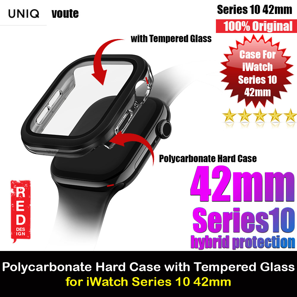 Uniq Voute Series Hard PC Case with High Sensitivity Touch Screen Protection for Apple Watch Series 10 42mm (Jet Black)