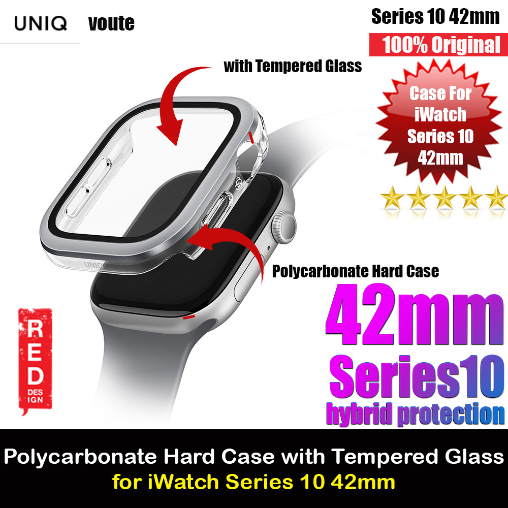 Uniq Voute Series Hard PC Case with High Sensitivity Touch Screen Protection for Apple Watch Series 10 42mm (Silver)