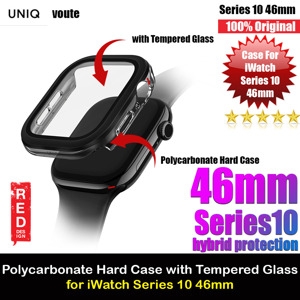 Uniq Voute Series Hard PC Case with High Sensitivity Touch Screen Protection for Apple Watch Series 10 42mm (Jet Black)