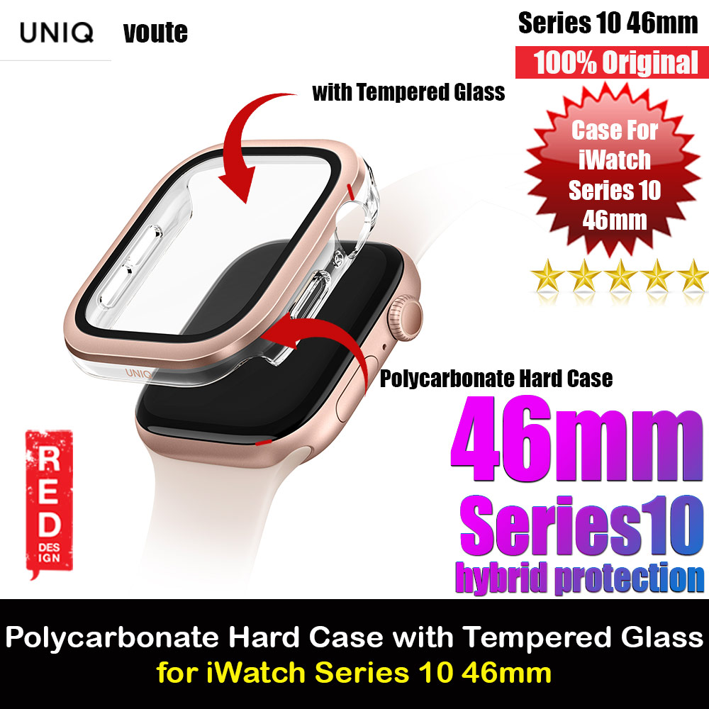 Uniq Voute Series Hard PC Case with High Sensitivity Touch Screen Protection for Apple Watch Series 10 42mm (Rose Gold)