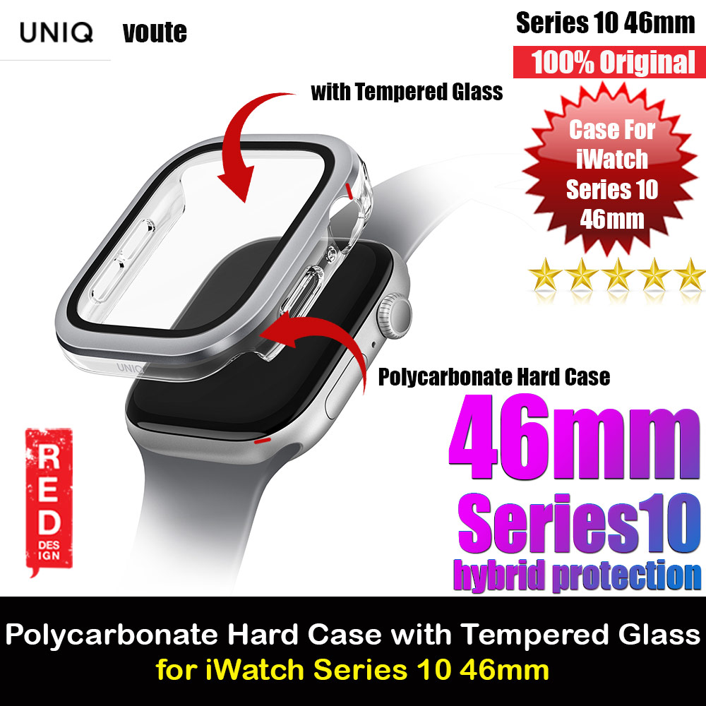 Uniq Voute Series Hard PC Case with High Sensitivity Touch Screen Protection for Apple Watch Series 10 42mm (Silver)
