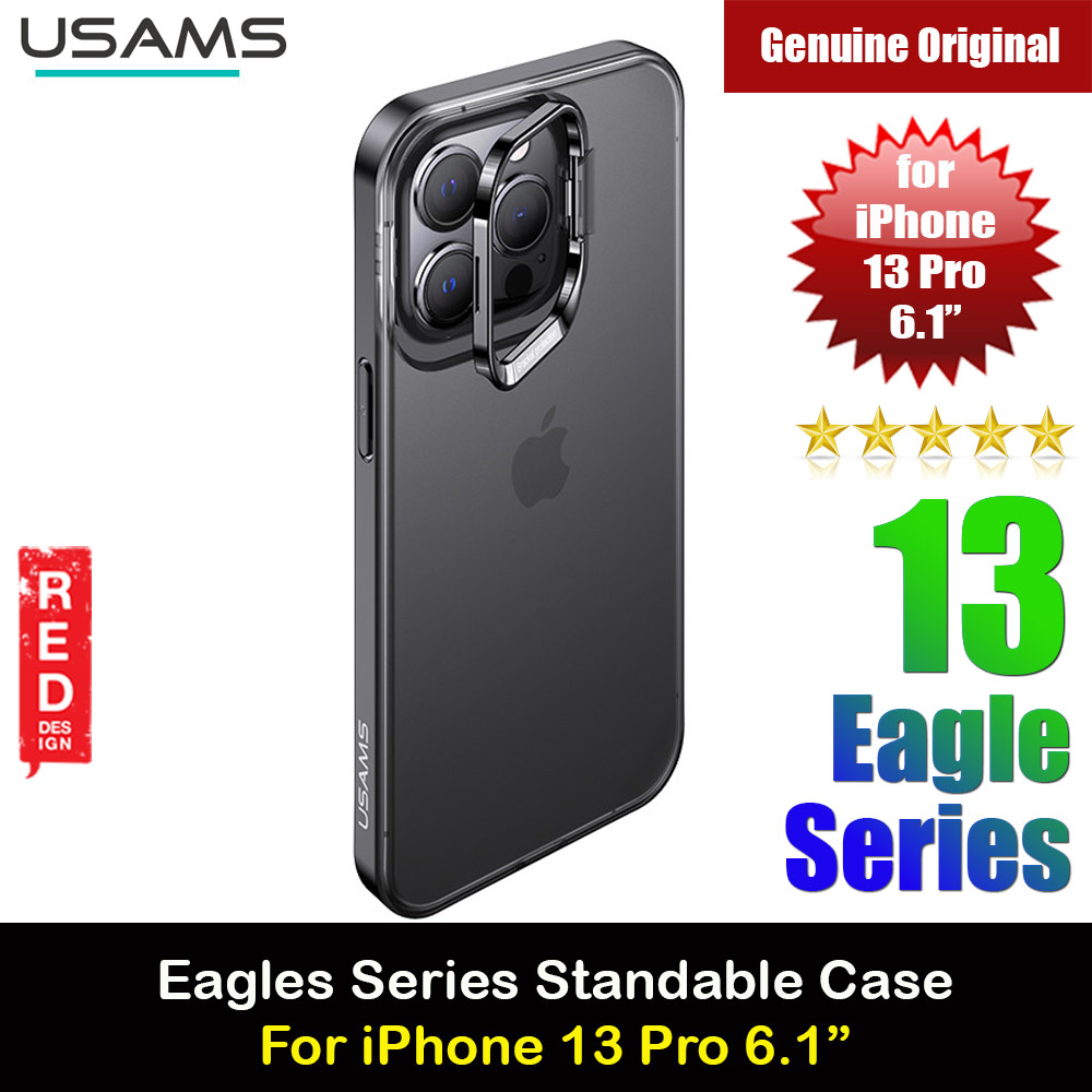 USAMS Eagle Series Camara Lens Protection Case Standable Case for iPhone 13 Pro 6.1 (Tinted Black)
