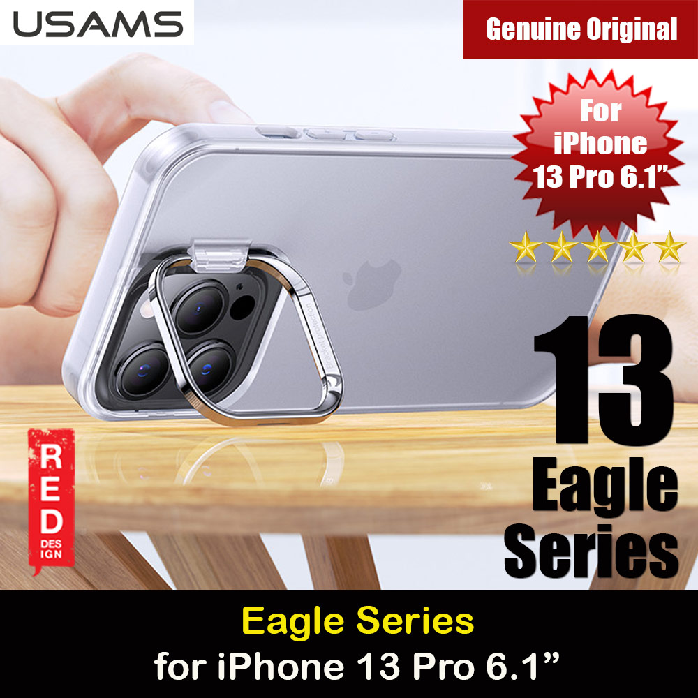 USAMS Eagle Series Camara Lens Protection Case Standable Case for iPhone 13 Pro 6.1 (Tinted White)
