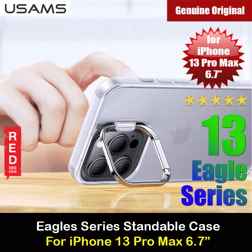 USAMS Eagle Series Camara Lens Protection Case Standable Case for iPhone 13 Pro Max 6.7 (Tinted White)