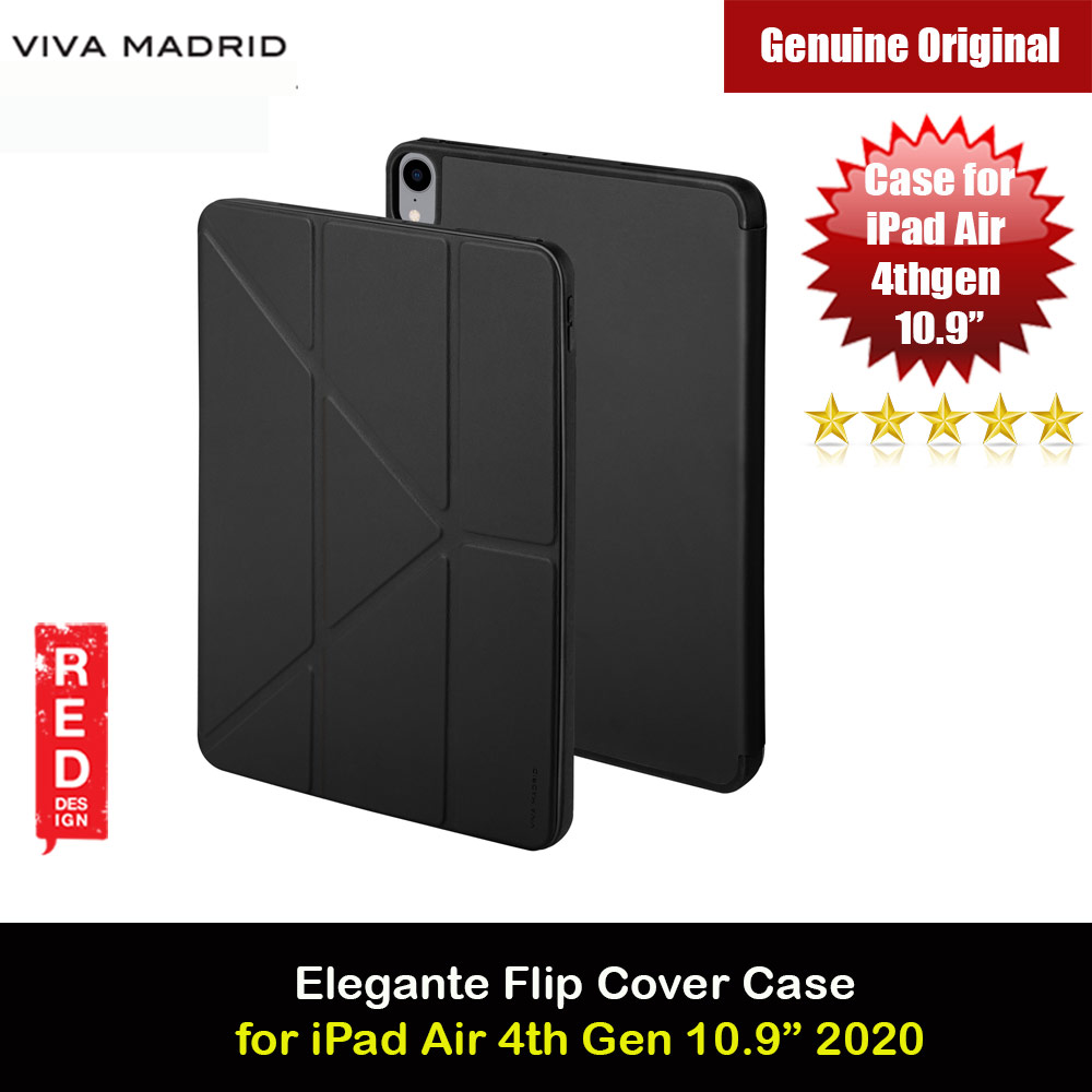 Viva Madrid Elegant Protection Flip and Standable Case with Integrated Pencil Holder for Apple iPad Air 4th Gen 10.9 2020 (Black)