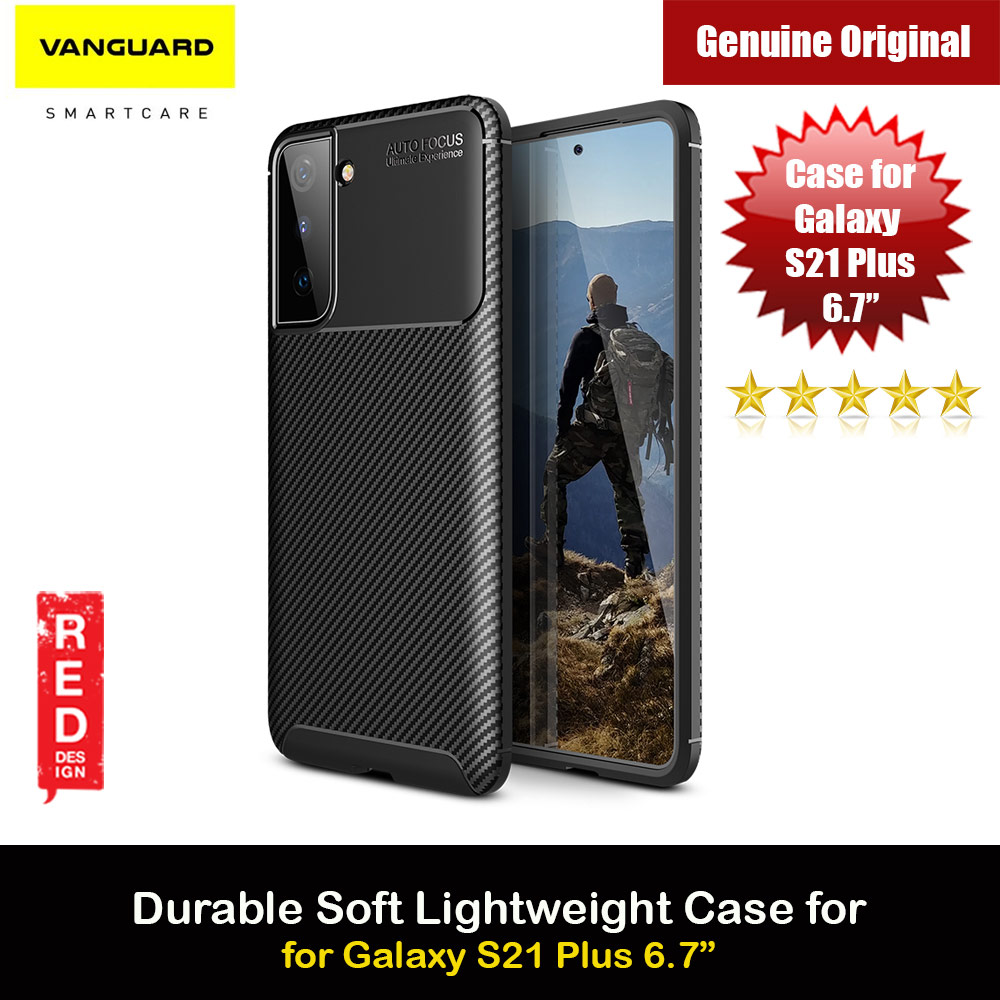 Viva Madrid Carbono Vanguard Drop Protection Case Ultra Flex TPU Bumper With Carbon Imprint High Quality Durable Case for Samsung Galaxy S21 Plus 6.7 (Black)