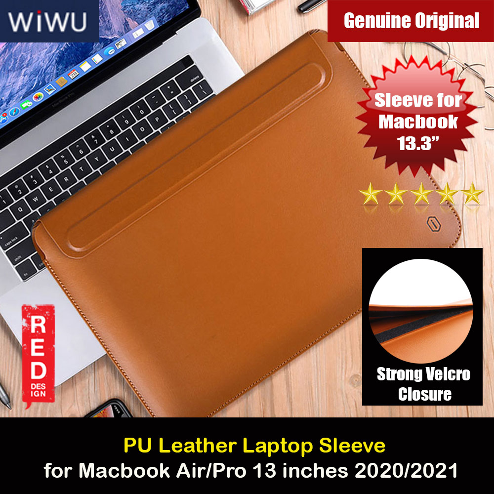 WIWU Skin Pro 3 Slim PU Leather Sleeve with Strong Velcro Closure for Macbook Air 13 M1 2020 2021 Macbook Pro 13 2020 202113 inches Laptop (Brown)