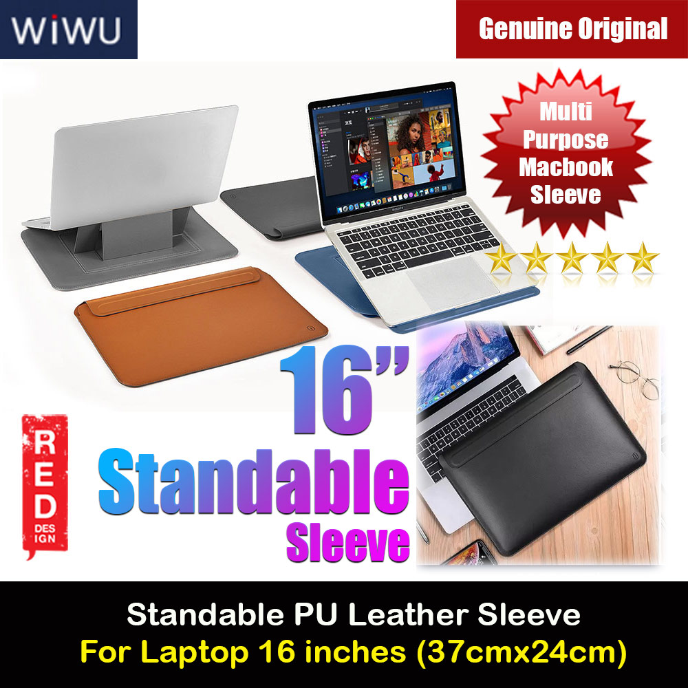 WIWU Skin Pro Slim Stand PU Leather 2 in 1 Sleeve for Macbook Pro 16 M1 Pro M1 Max 2021 16 inches Laptop (Black)