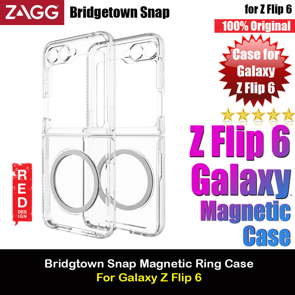 Zagg Bridgetown Snap Magnetic Ring Protection Case for Samsung Galaxy Z Flip 6 (Clear)
