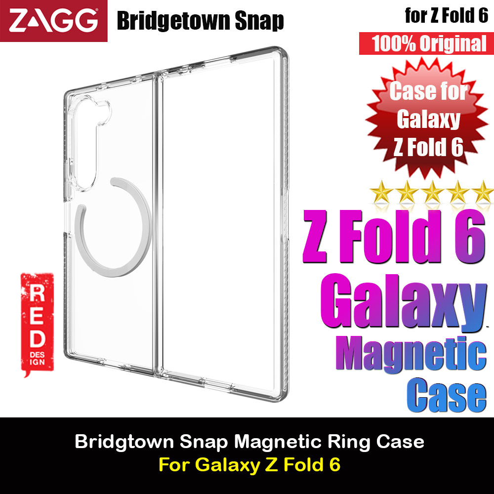 Zagg Bridgetown Snap Magnetic Ring Protection Case for Samsung Galaxy Z Fold 6 (Clear)