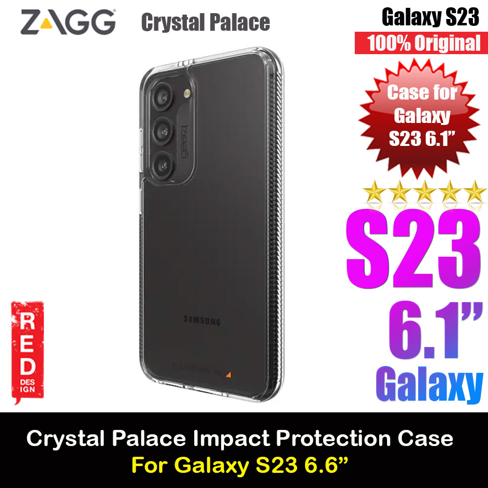 Zagg Crystal Palace D30 Crystalex High Qualitiy Transparent Clear Drop Impact Protection Case for Samsung Galaxy S23 6.1 (Clear)