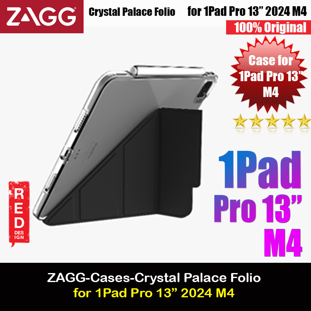 Zagg Crystal Palace Folio Protection Flip Stand Case for iPad Pro 13 M4 2024 (Black)