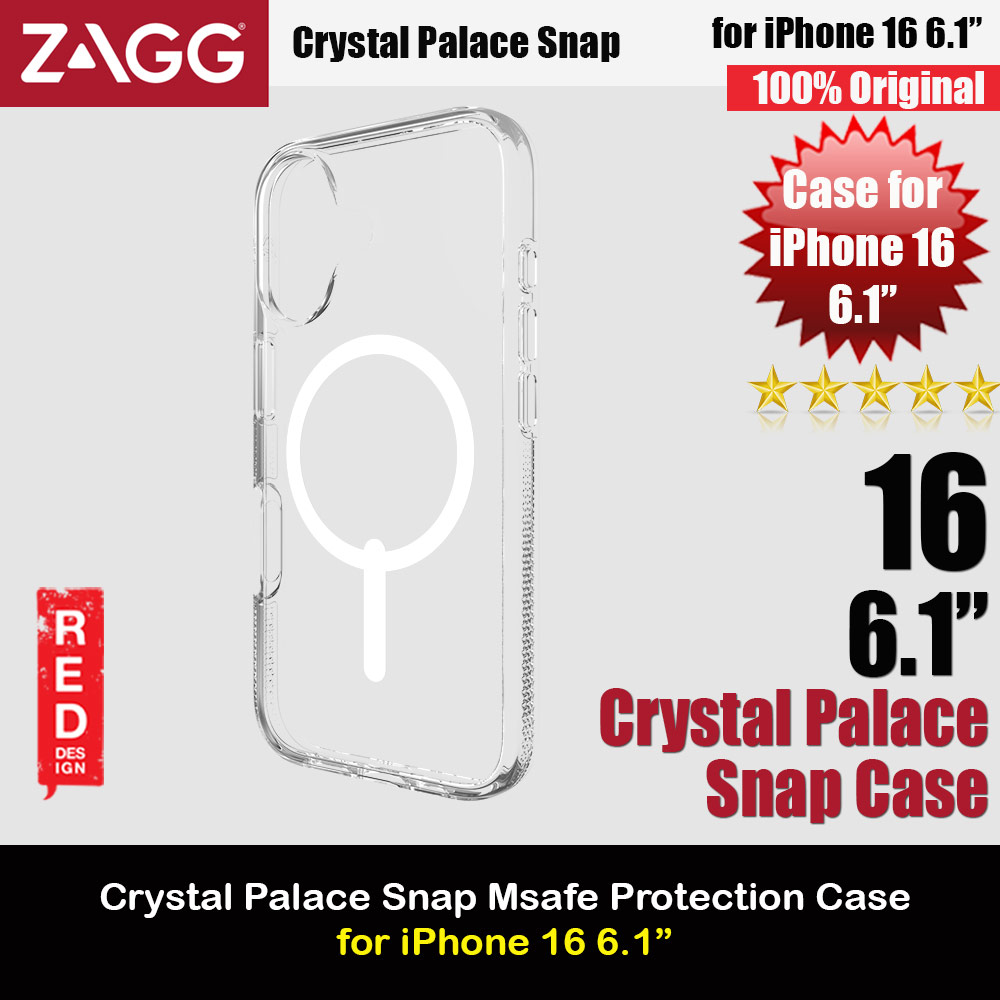 Zagg Crystal Palace Snap Anti Yellow Magnetic Drop Protection Case for iPhone 16 6.1 (Clear)