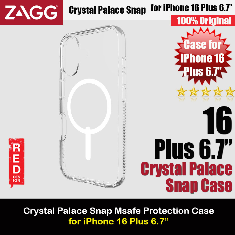 Zagg Crystal Palace Snap Anti Yellow Magnetic Drop Protection Case for iPhone 16 Plus 6.7 (Clear)