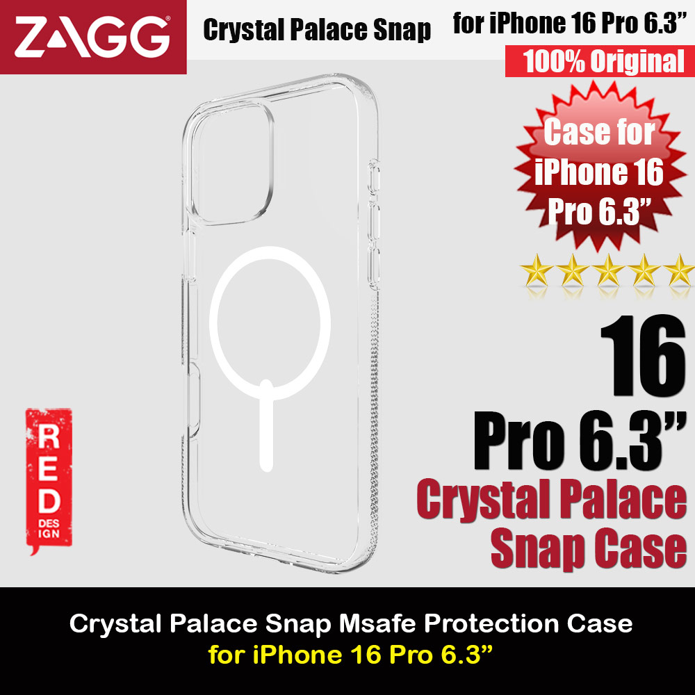 Zagg Crystal Palace Snap Anti Yellow Magnetic Drop Protection Case for iPhone 16 Pro 6.3 (Clear)