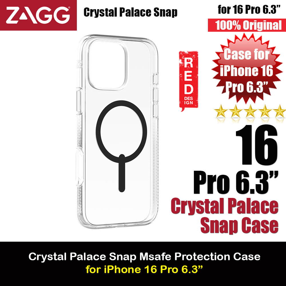 Zagg Crystal Palace Snap Anti Yellow Magnetic Drop Protection Case for iPhone 16 Pro 6.3 (Black)