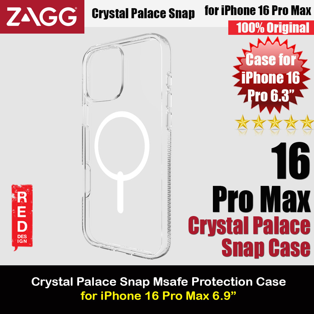 Zagg Crystal Palace Snap Anti Yellow Magnetic Drop Protection Case for iPhone 16 Pro Max 6.9 (Clear)