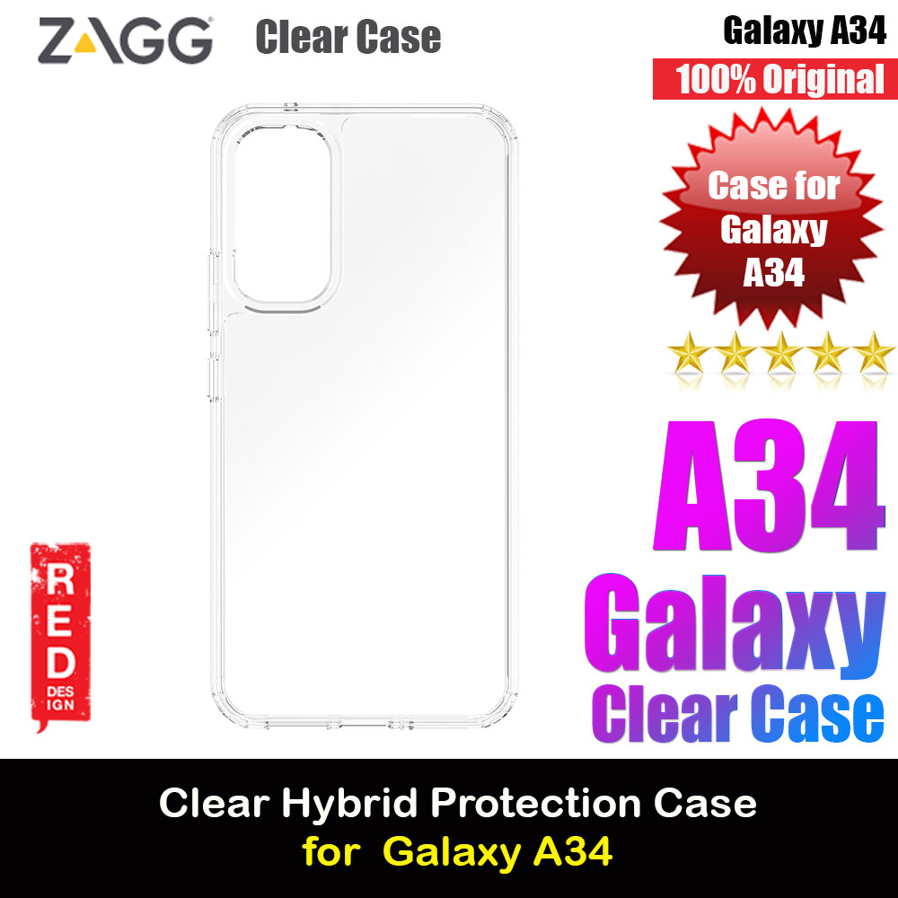 Zagg Hybrid Clear Transparent Protection Case for Samsung Galaxy A34 5G (Clear)