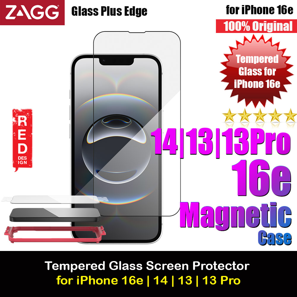 Zagg iPhone 16e iPhone 14 iPhone 13 iPhone 13 Pro  Tempered Glass Screen Protector Glass Plus Edge (Clear)