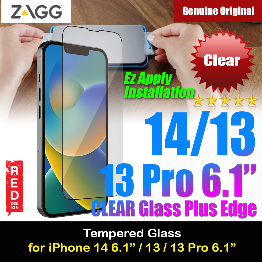 Zagg Glass Plus Edge Tempered Glass Screen Protector with Easy Installation Tray for iPhone 14 iPhone 13 iPhone 13 Pro 6.1 (Clear)