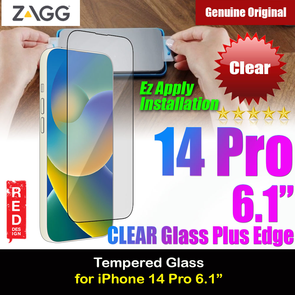 Zagg Glass Plus Edge Tempered Glass Screen Protector with Easy Installation Tray for iPhone 14 Pro 6.1 (Clear)