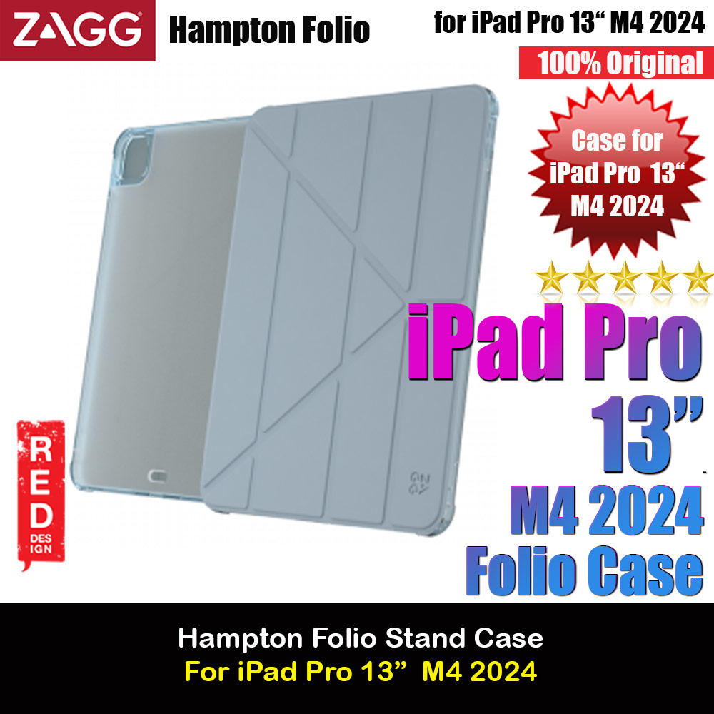 Zagg Hampton Folio Protection Flip Stand Case for iPad Pro 13 M4 2024 (Light Blue)