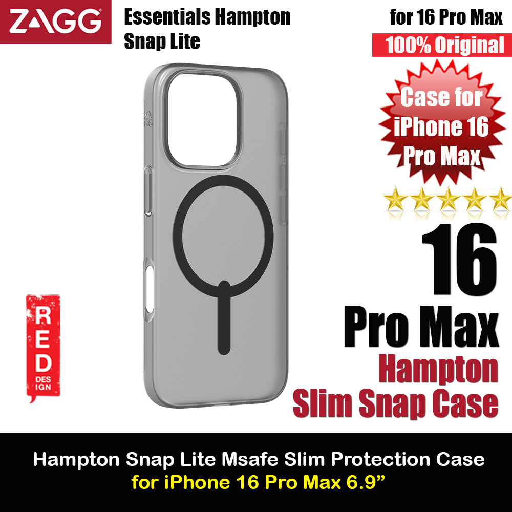 Zagg Essentials Hampton Snap Lite Magnetic Super Slim Case for iPhone 16 Pro Max 6.9 (Smoke Black)