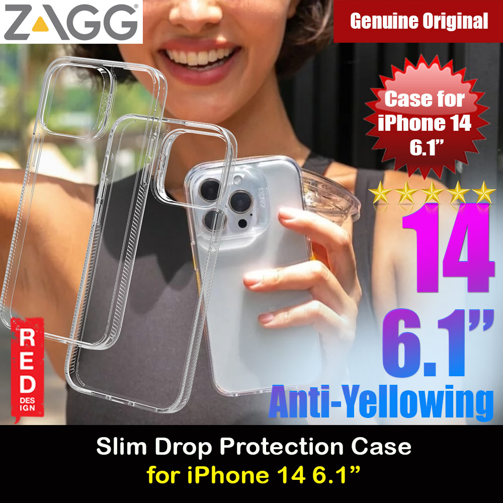 Zagg Slim Improved Grip Drop Protection Case for iPhone 14 6.1 (Clear)
