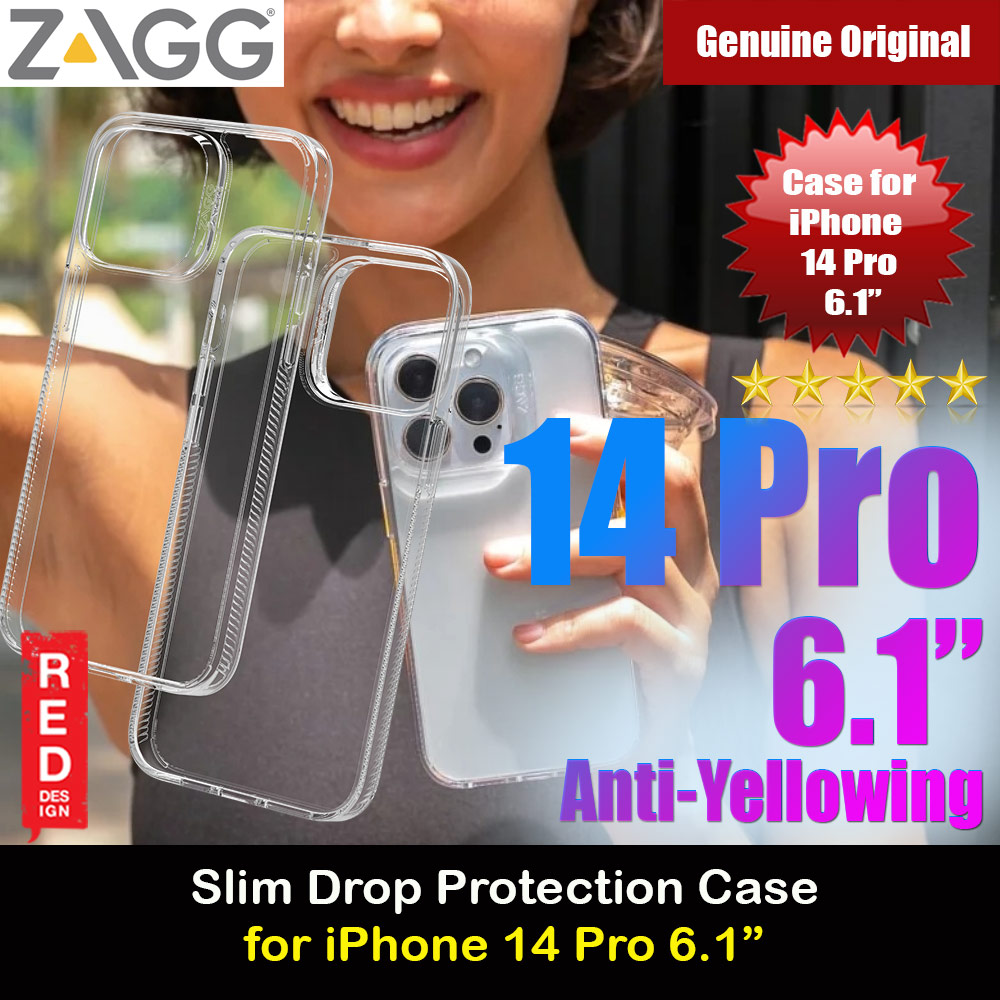Zagg Slim Improved Grip Drop Protection Case for iPhone 14 Pro 6.1 (Clear)
