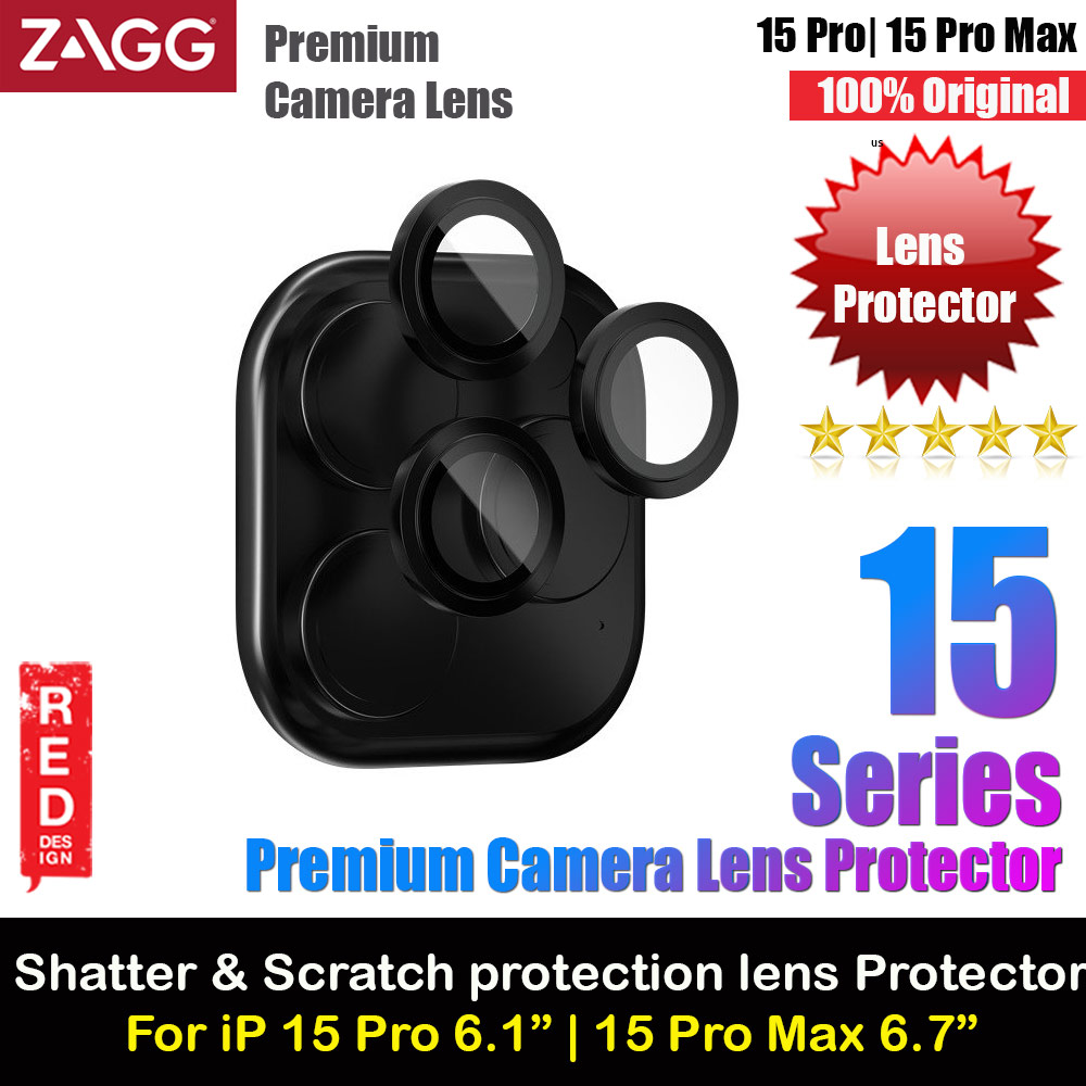 ZAGG Glass Premium Camera Lens Frame Protector For IPhone 15 Pro Max 6.7 15 Pro 6.1 (Black)