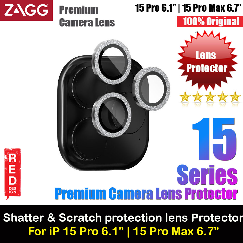 ZAGG Glass Luxury Camera Lens Frame Protector For IPhone 15 Pro Max 6.7 15 Pro 6.1 (Glitter)