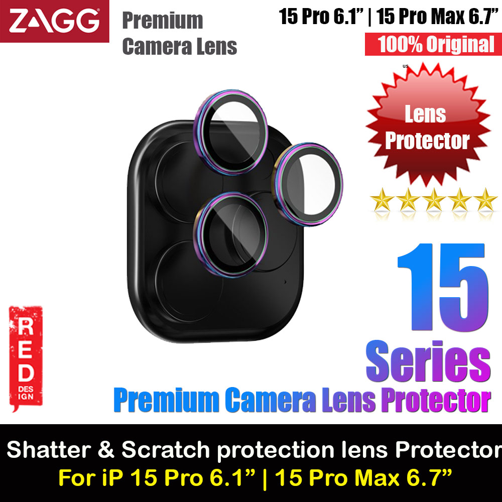 ZAGG Glass Luxury Camera Lens Frame Protector For IPhone 15 Pro Max 6.7 15 Pro 6.1 (iridescent)