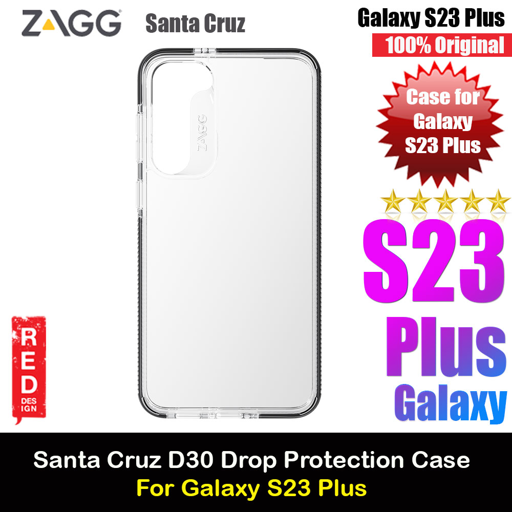 Zagg D30 High Qualitiy Transparent Clear Back Drop Impact Protection Case for Samsung Galaxy S23 Plus 6.6 (Black)