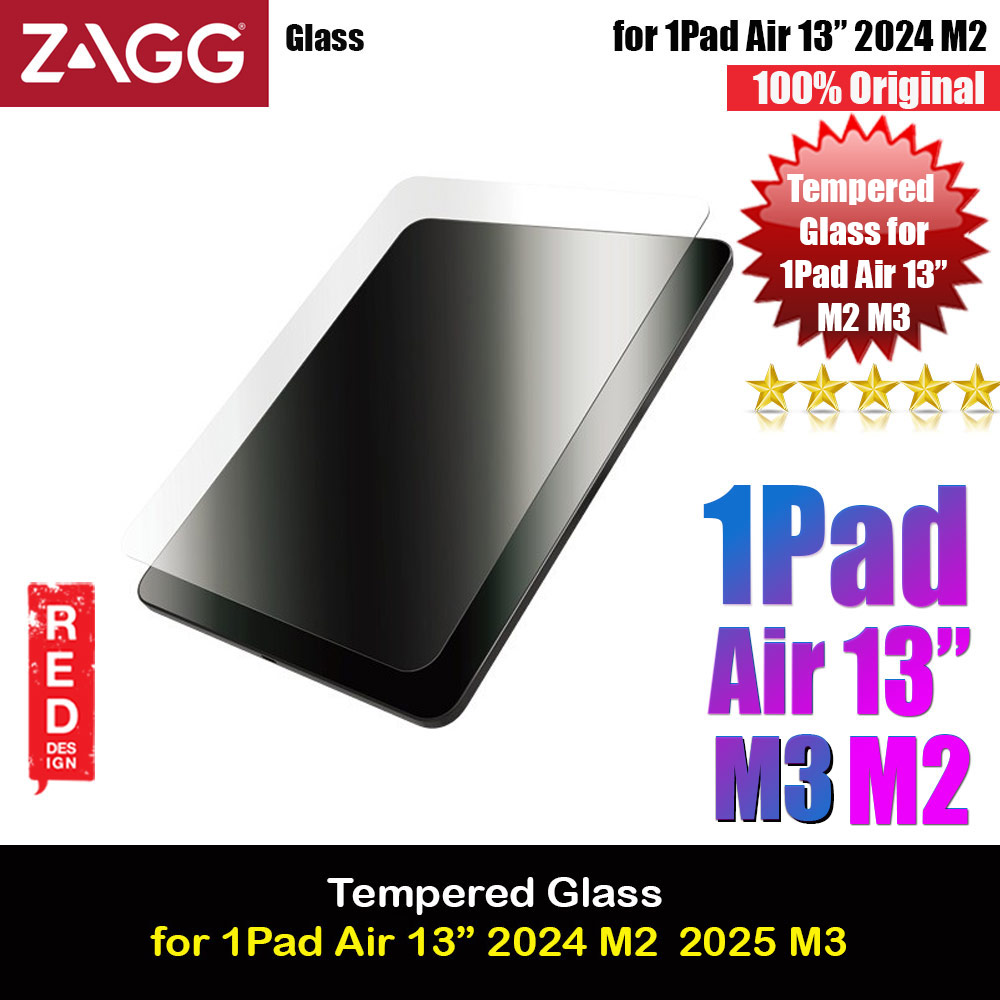 Zagg Tempered Glass with Easy Installer Helper for iPad Air 13 M2 2024 M3 2025 (Clear)