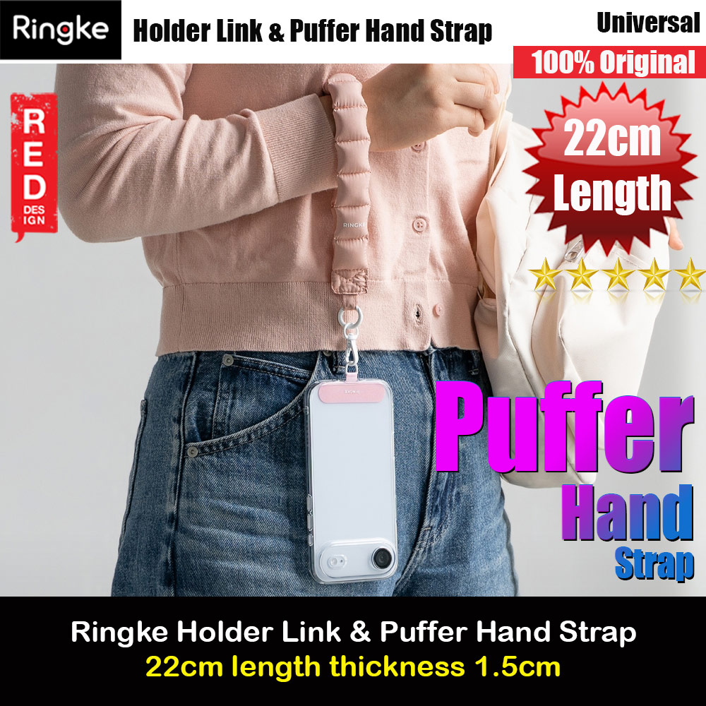 Ringke Eye Catching Holder Link & Puffer Hand Strap for Phone case (Floral Pink)