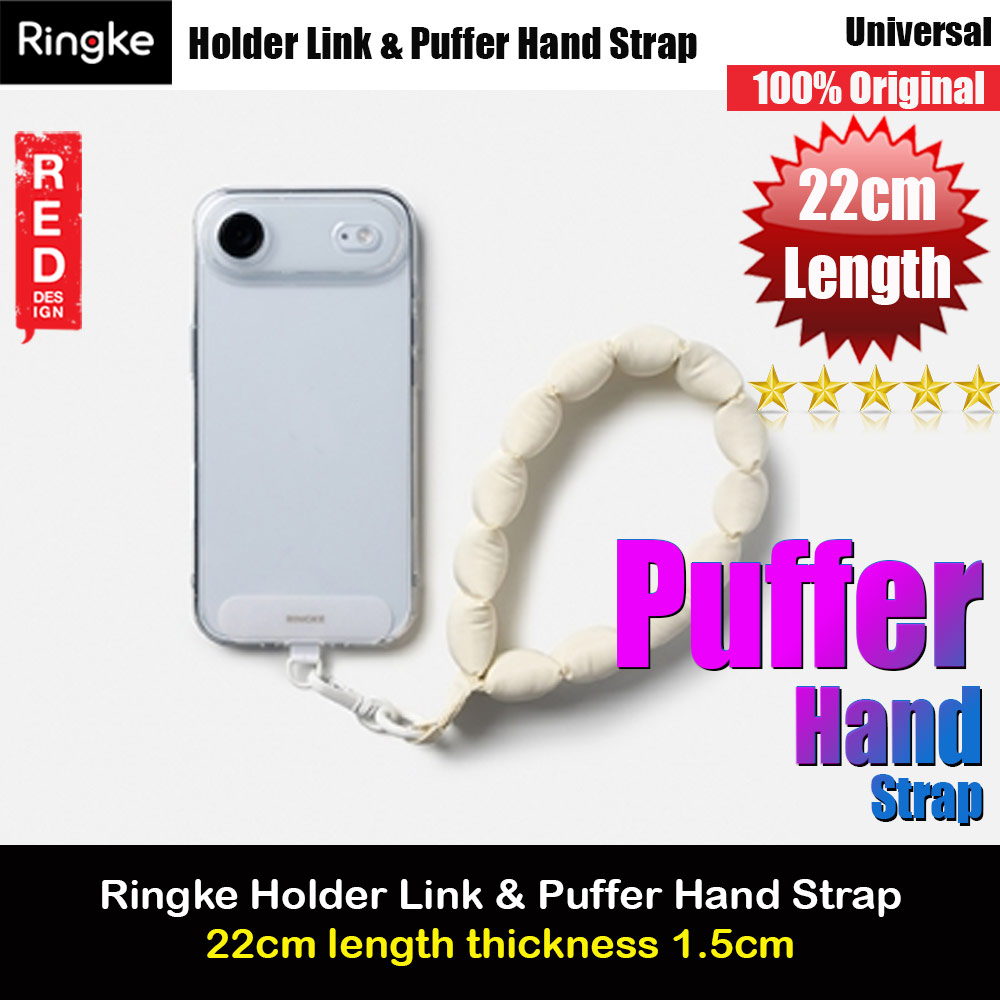 Ringke Eye Catching Holder Link & Puffer Hand Strap for Phone case (Snow White)