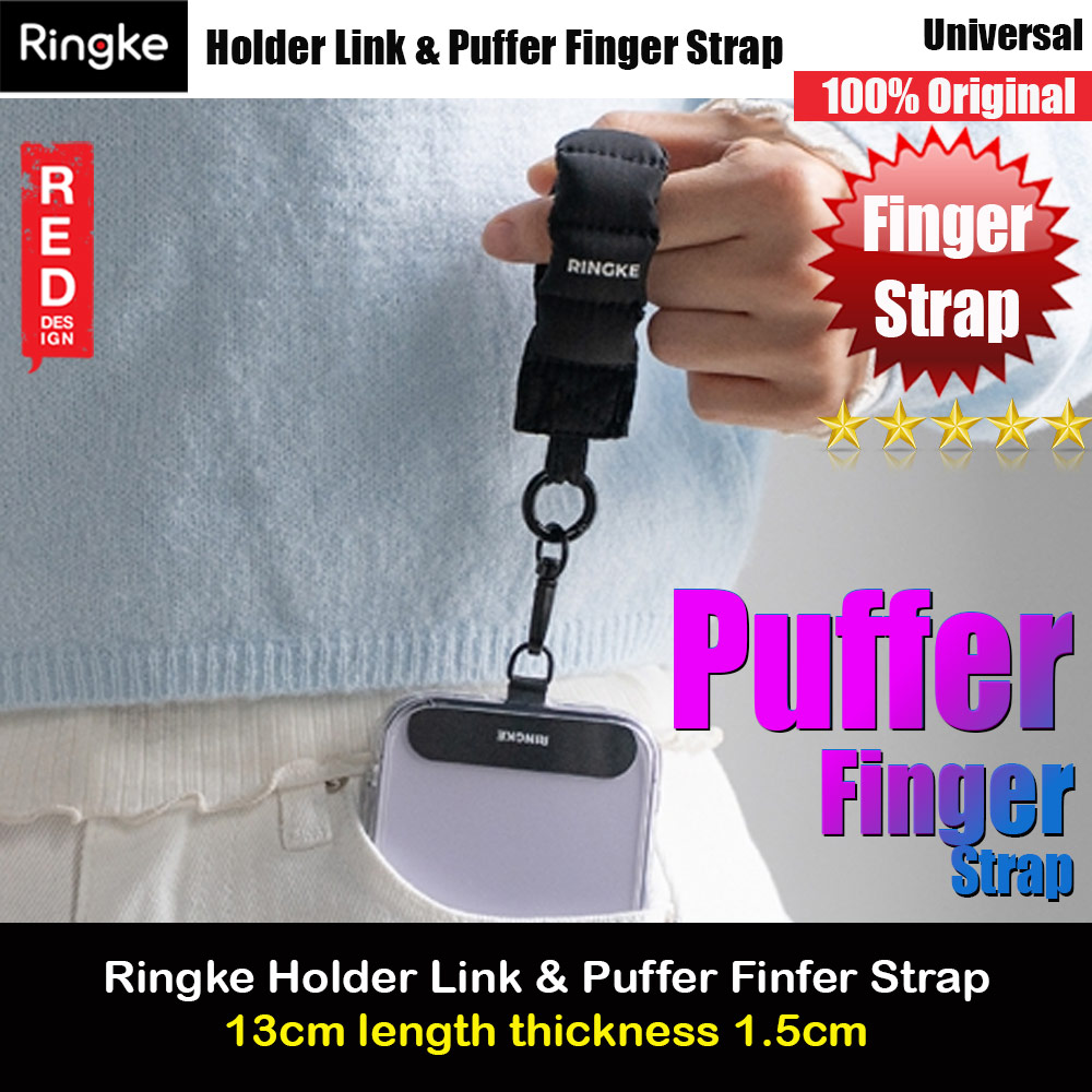Ringke Eye Catching Holder Link & Puffer Finger Strap for Phone case (Calm Black)