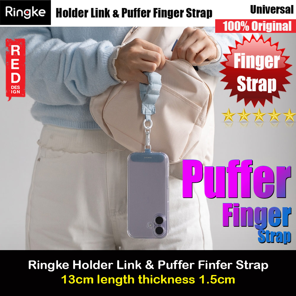 Ringke Eye Catching Holder Link & Puffer Finger Strap for Phone case (Light Blue)