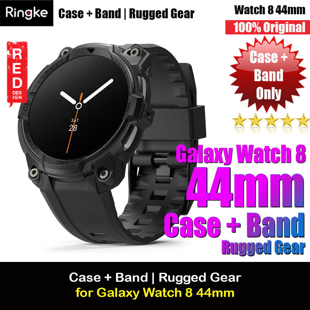 Ringke Case and Band Strap Rugged Gear for Samsung Galaxy Watch 8 44mm (All Black)