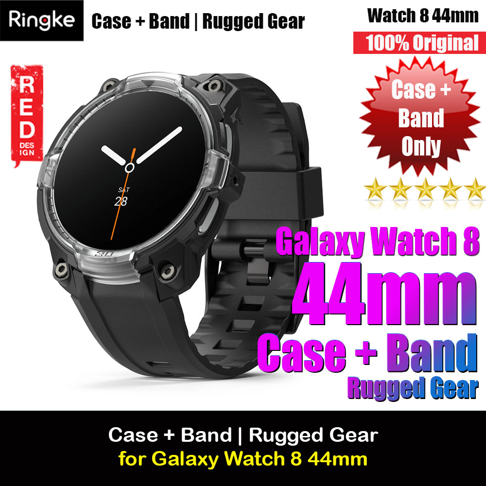 Ringke Case and Band Strap Rugged Gear for Samsung Galaxy Watch 8 44mm (Black)