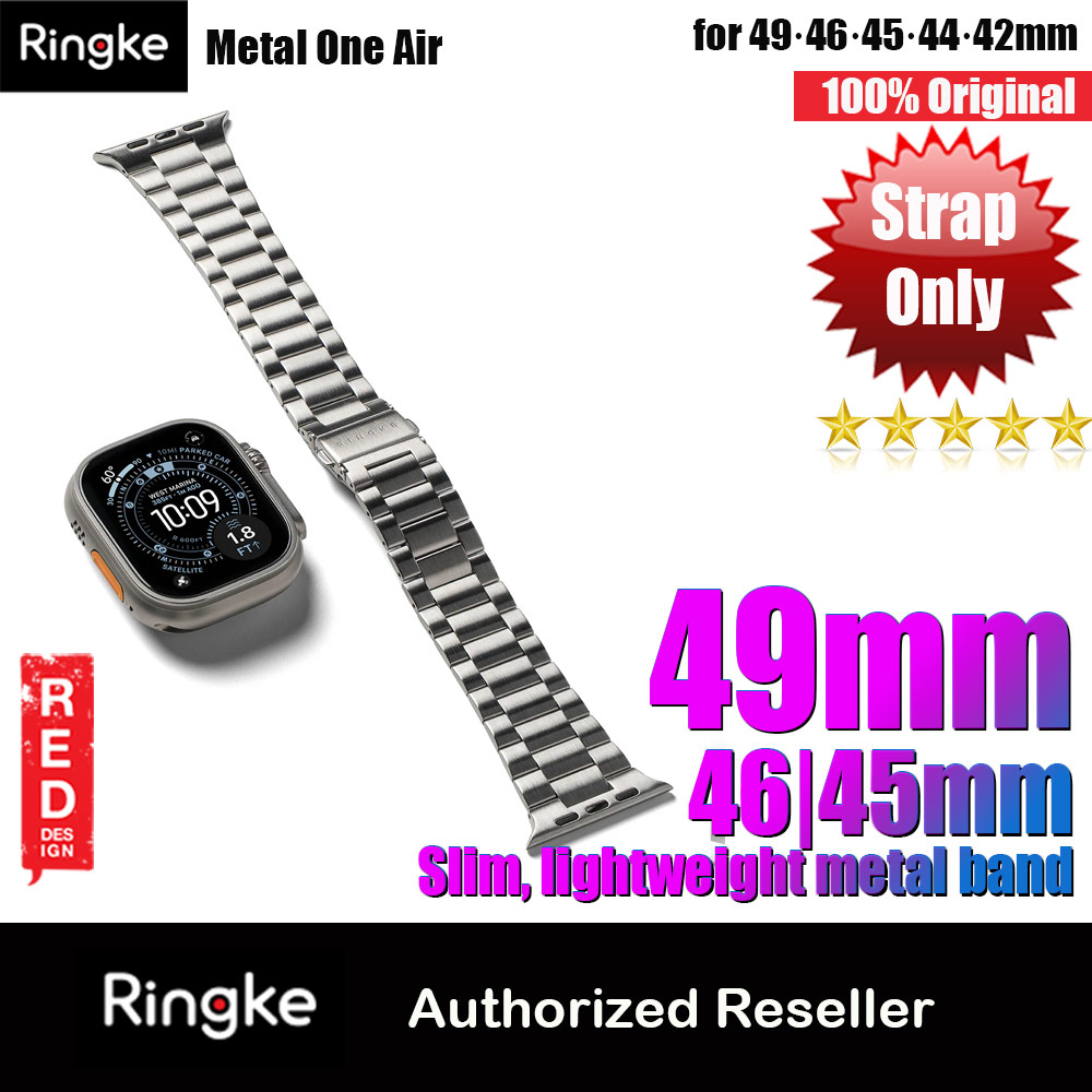Ringke Stainless Steel Metal One Air Band Strap for Apple Watch Series 4 5 6 8 42mm 44mm 45mm 46mm 49mm Ultra (Silver)