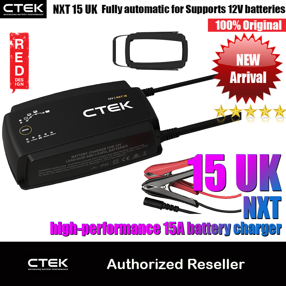 CTEK NXT 15 UK Car Battery Charger with UK Plug Supports 12V lead acid & lithium batteries (30-350Ah).
